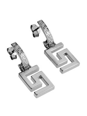 Versace Silver Italy Greca logo Earrings new in box. Plastic was removed